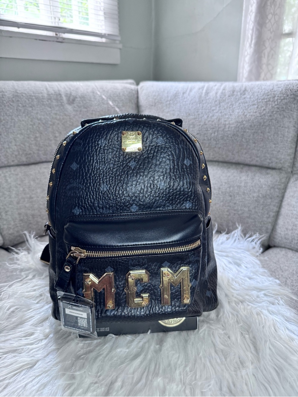 MCM Black Star Leather Backpack